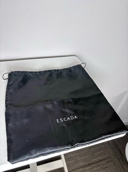 Escada Woven Canvas Pre-owned, NWT Tan, beige Patent Clutch Purse
