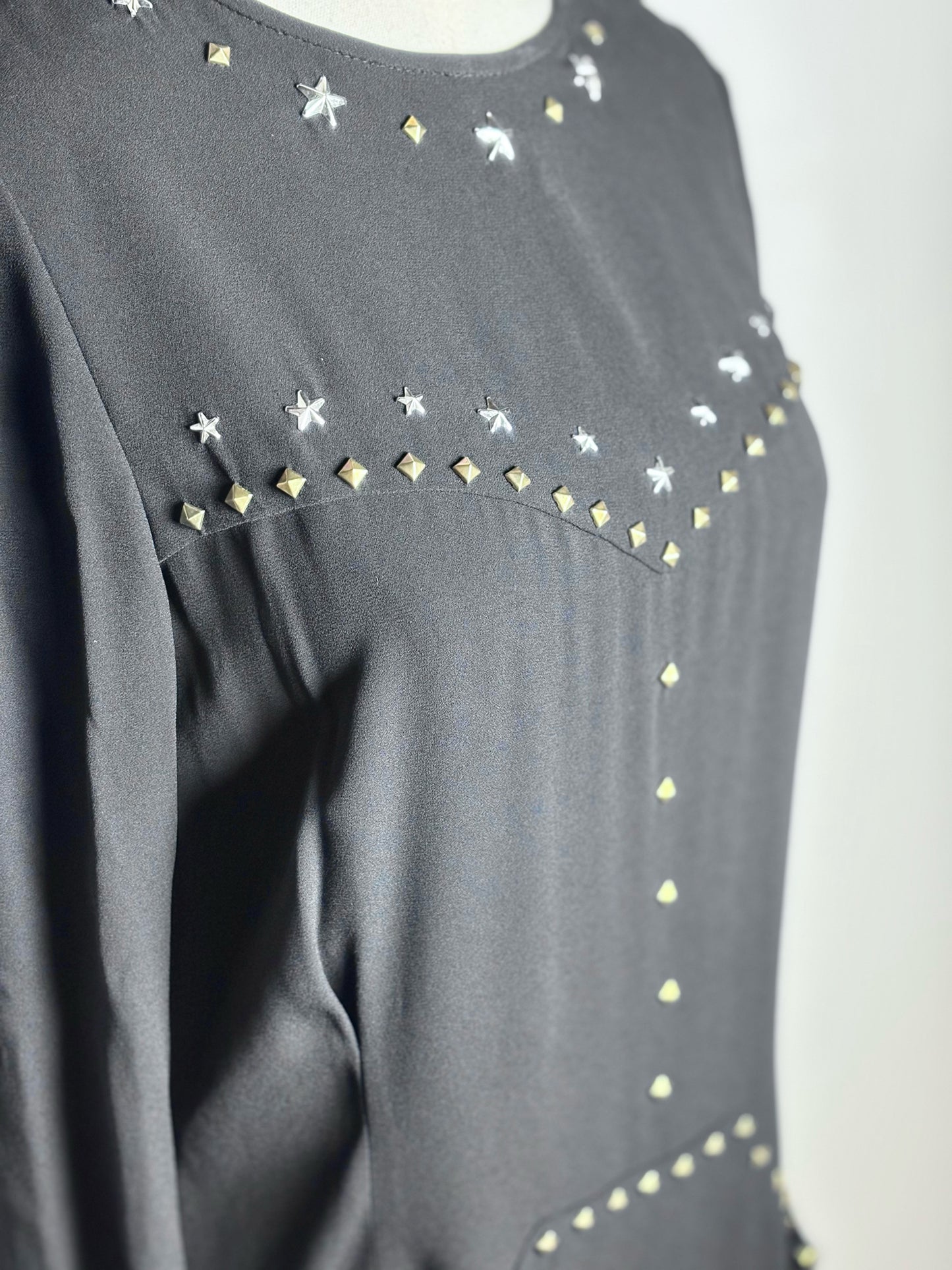 Women Size 40 (S) Isabel Marant Krista Black Star Studs Viscose Blend Mini Dress | Pre-owned