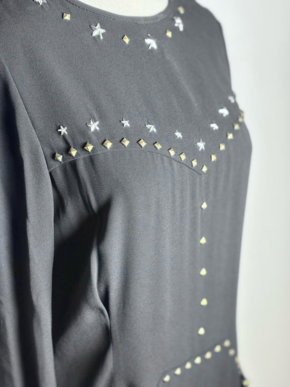 Women Size 40 (S) Isabel Marant Krista Black Star Studs Viscose Blend Mini Dress | Pre-owned