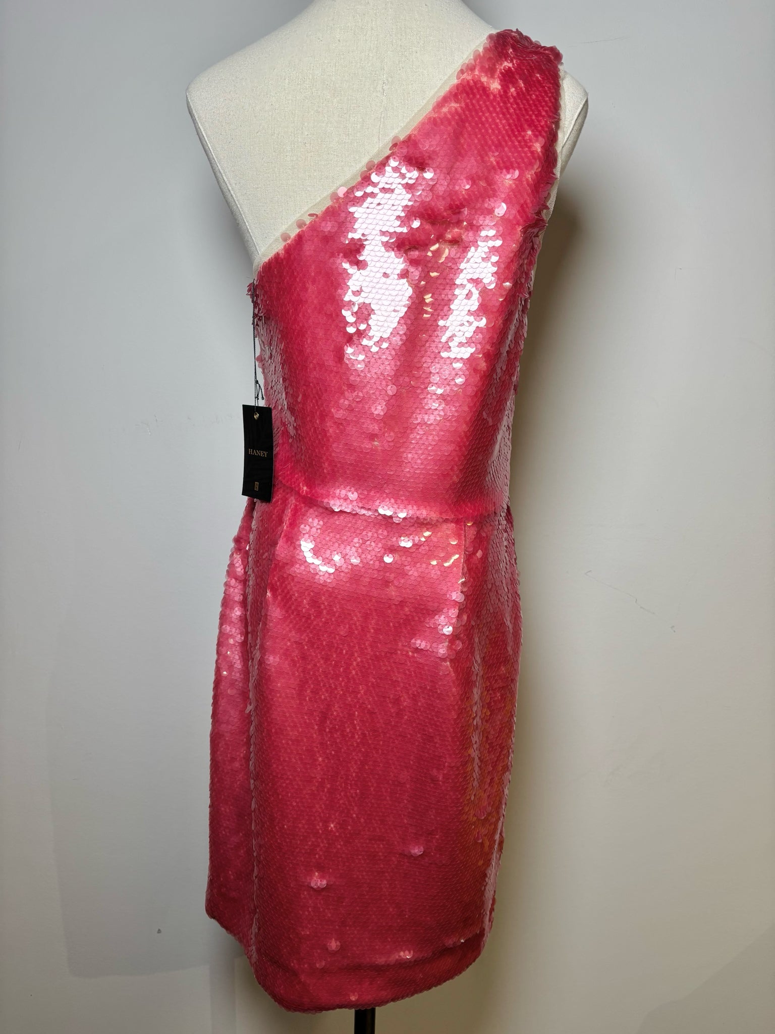 cocktail dress color pink Women Size L Haney Pink Sequins NWT Cocktail Knee Length Dress