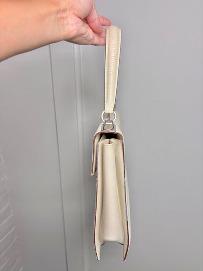 Salvatore Ferragamo Solid Bone Saffiano Gancini Purse