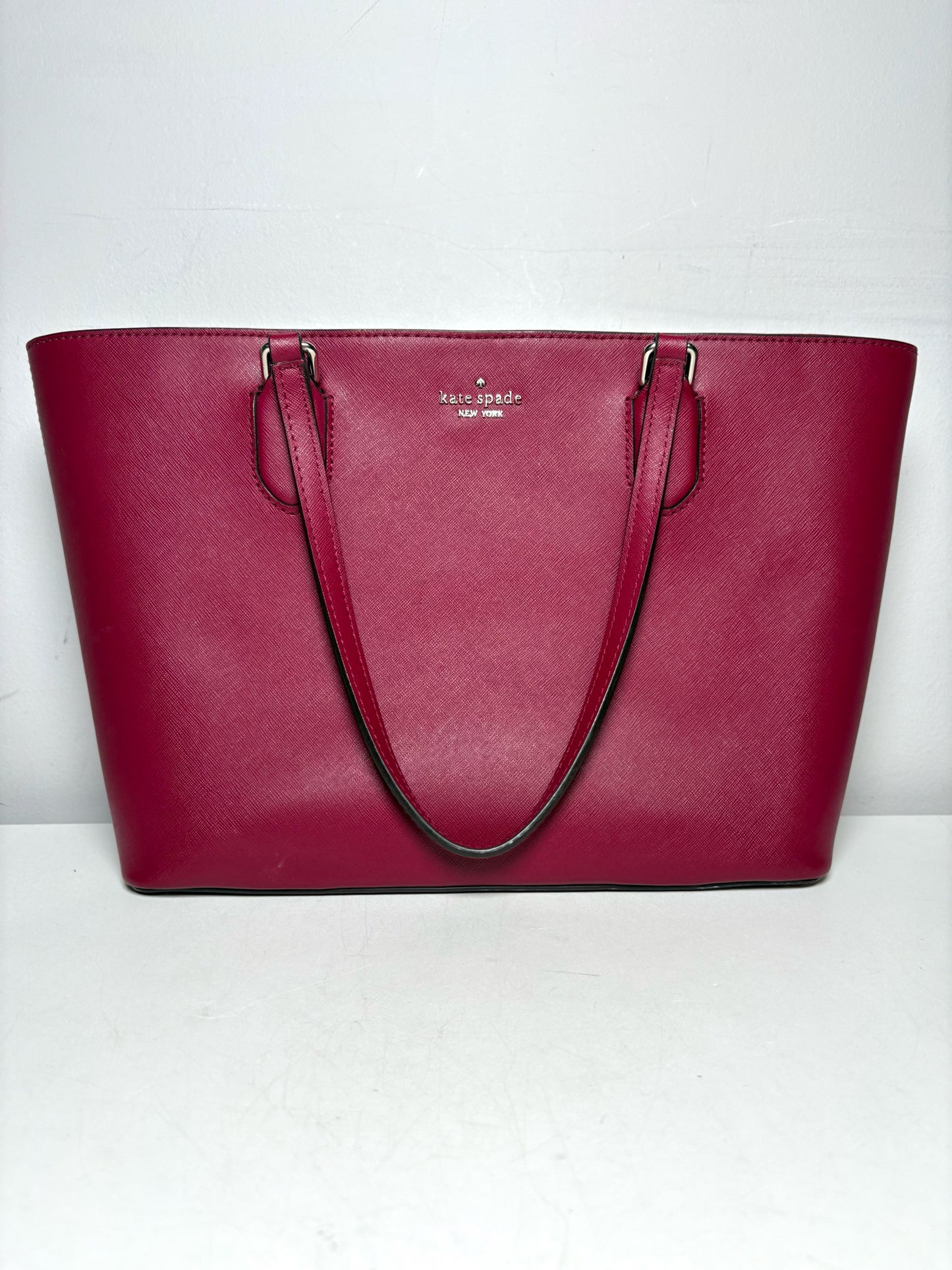 Kate Spade New York Saffiano Leather Pre-owned Raspberry Tote Bag