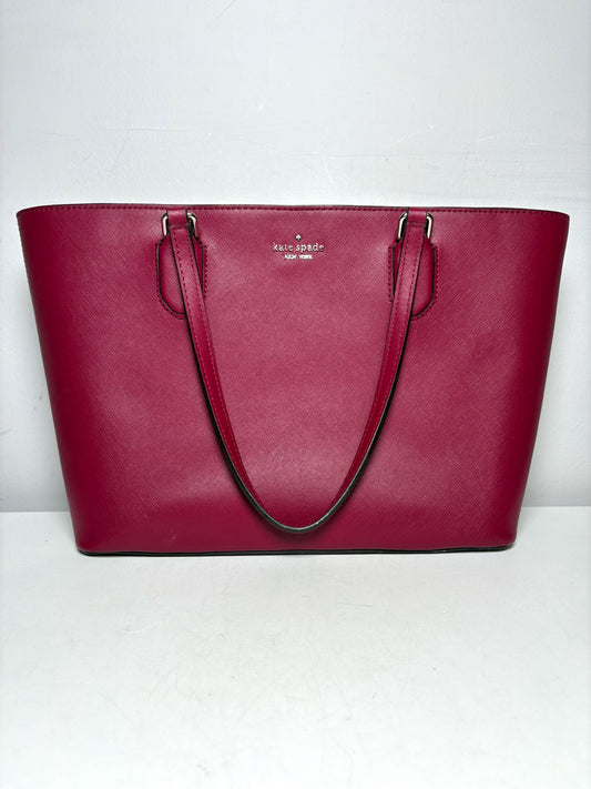 Kate Spade New York Saffiano Leather Pre-owned Raspberry Tote Bag