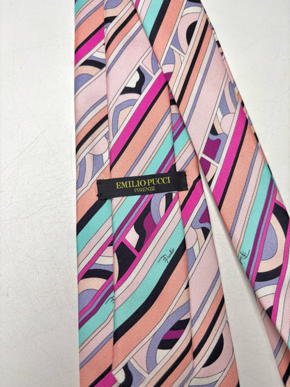 Emilio Pucci Multi-Color Silk Abstract Print Men's Tie