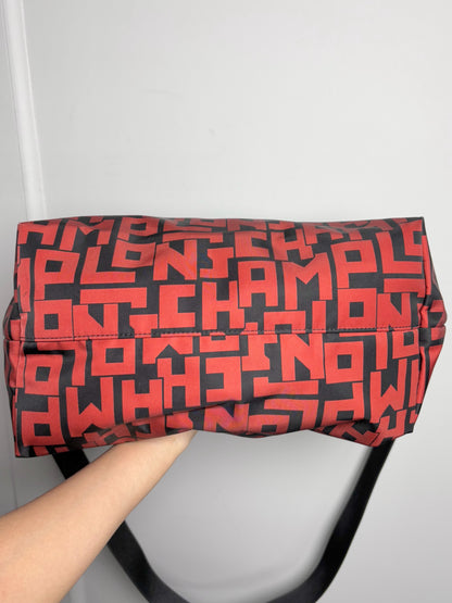 Nylon Longchamp Monogram Black & Red Medium Purse