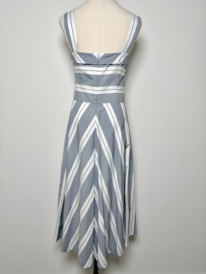 Women Size 6 J. Peterman Gray, White Stripe Cotton Dress