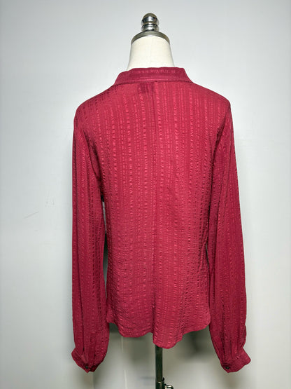 Women's Size 38 (US 2–4) Zeus + Dione Burgundy Textured Pure Silk Pre-Owned Top