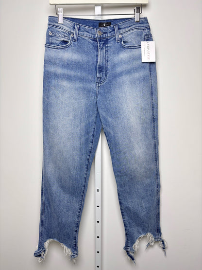 Women Size M 7 For All Mankind Light Blue Stonewashed Denim Jeans