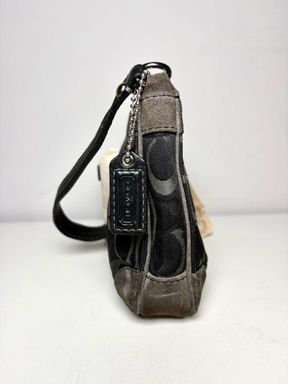 Coach Monogram Vintage Canvas, Leather Pre-owned Black, gray Suede Small Purse