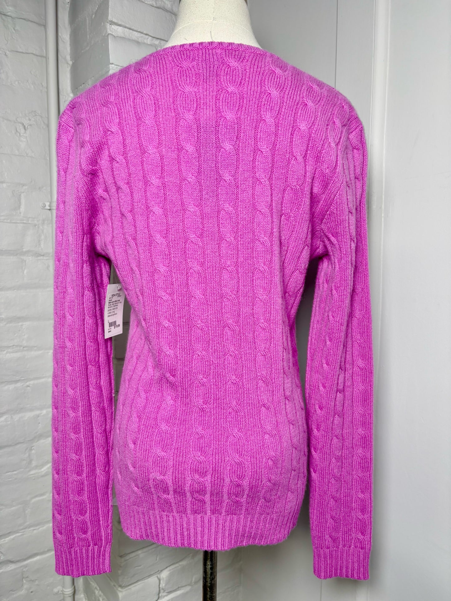 Women Size L Ralph Lauren Black Label Purple Solid Cashmere Sweater