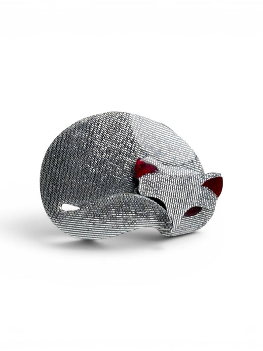 Silver, Red Lea Stein Resting Cat Cellulose Acetate Pre-owned Pendant