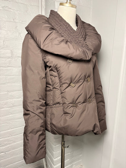 Women Size 48 (S) Salvatore Ferragamo Brown Polyester, Goose Down Puffer Jacket