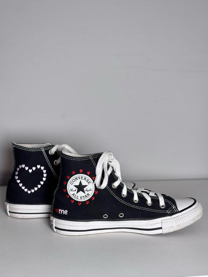 W Shoe Size 8 Converse Crafted With Love Black, Red Hearts Pre-owned Sneakers