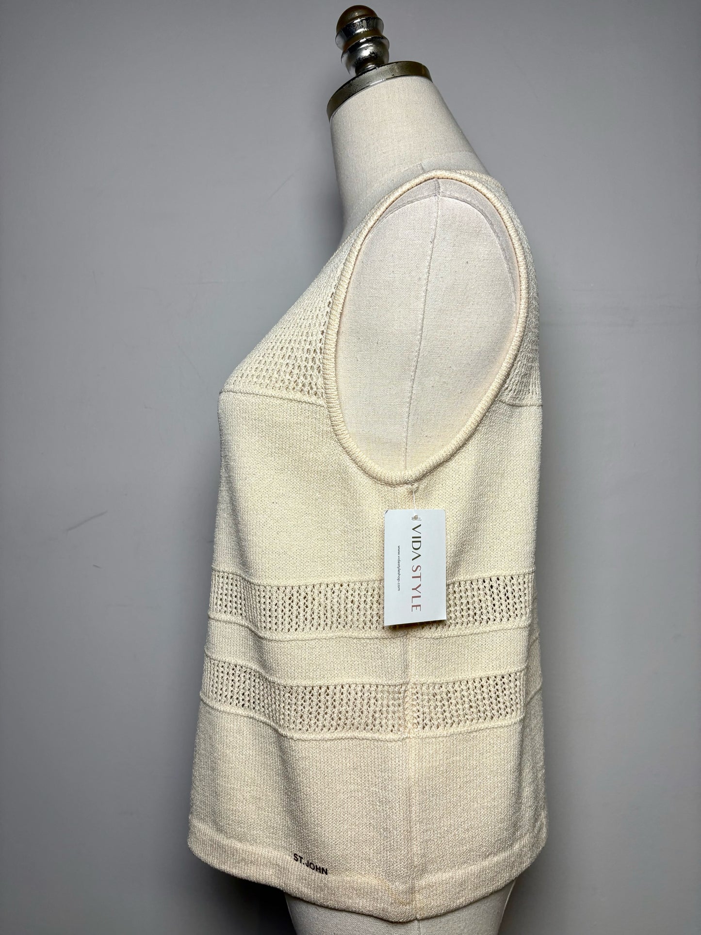 Women Size S St. John Cream Knit Women's Vintage Cotton Blend Pre-owned Top