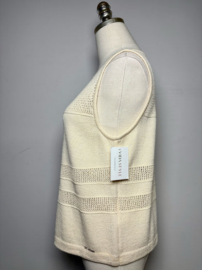 Women Size S St. John Cream Knit Women's Vintage Cotton Blend Pre-owned Top