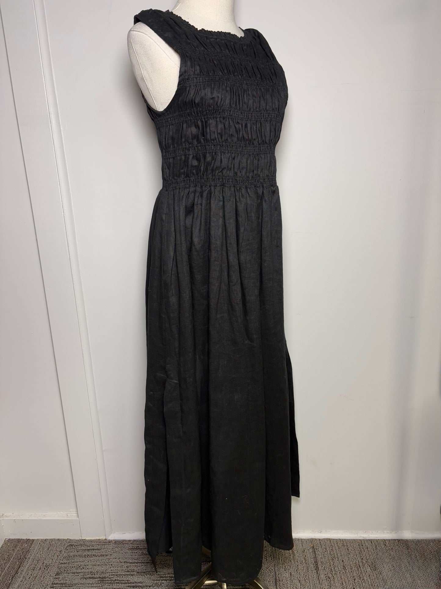 Women Size 10 DISSH Black Linen Midi NWT Dress