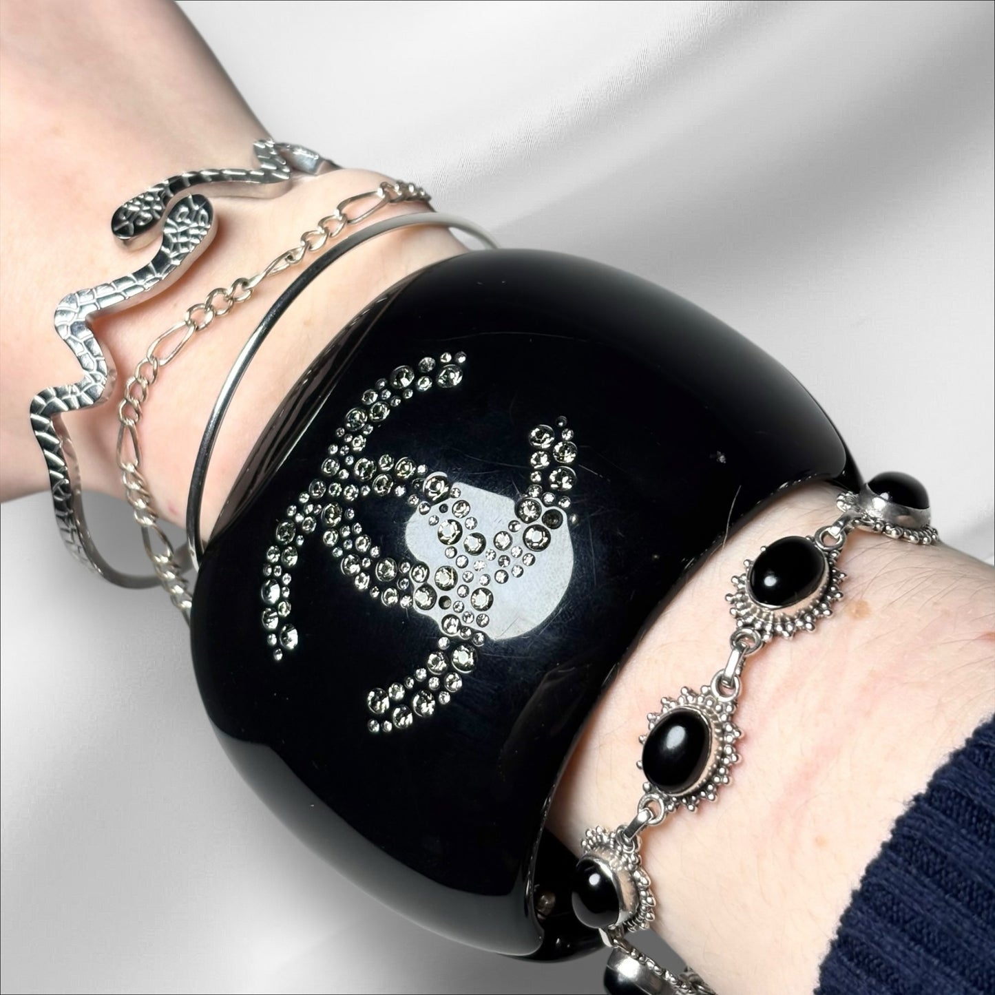 Chanel Crystal-Encrusted Logo, Bow Vintage Bracelet