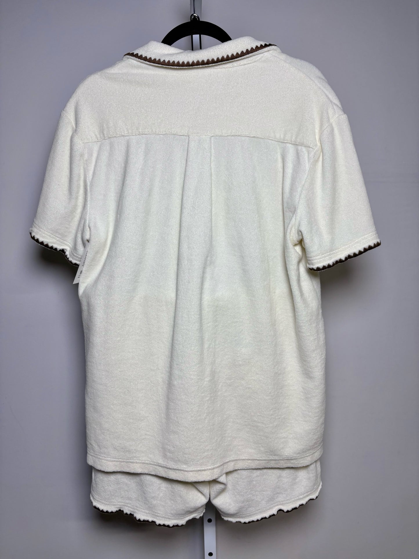 Tommy Bolo Cream 100% Organic Cotton Terry Embroidered Palm Men's S 2-Piece Set