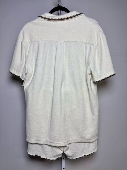 Tommy Bolo Cream 100% Organic Cotton Terry Embroidered Palm Men's S 2-Piece Set