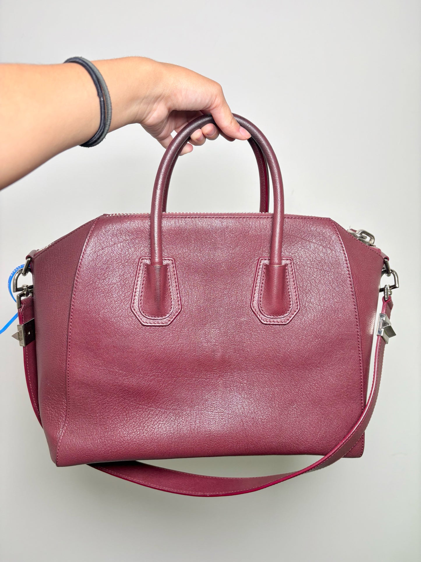 Leather Givenchy Grained Leather Pre-owned Burgundy Goatskin Medium Purse