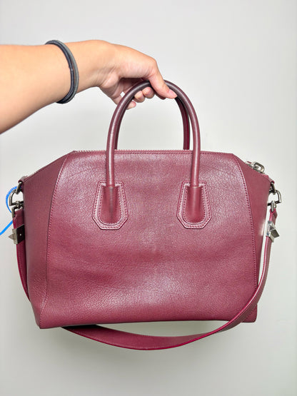 Leather Givenchy Grained Leather Pre-owned Burgundy Goatskin Medium Purse