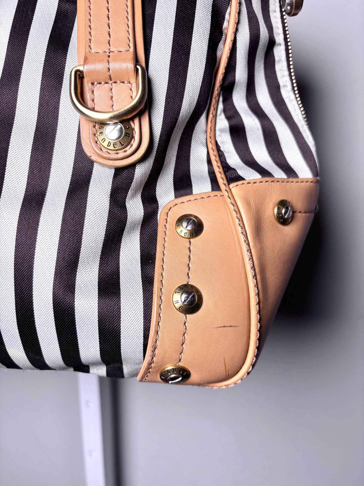 Henri Bendel Signature Centennial Strip 712 5th Ave Tote Pre-owned Purse