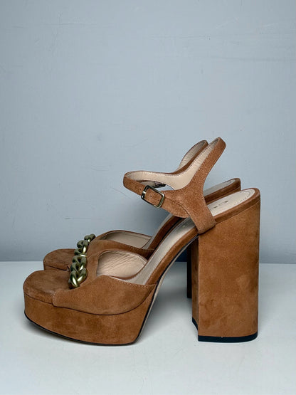 W Shoe Size 9 Coach Rust Orange Suede Nicolette Platform Sandals