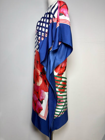 Women Size XS CH Carolina Herrera blue,white,red,pink 100% Silk Top