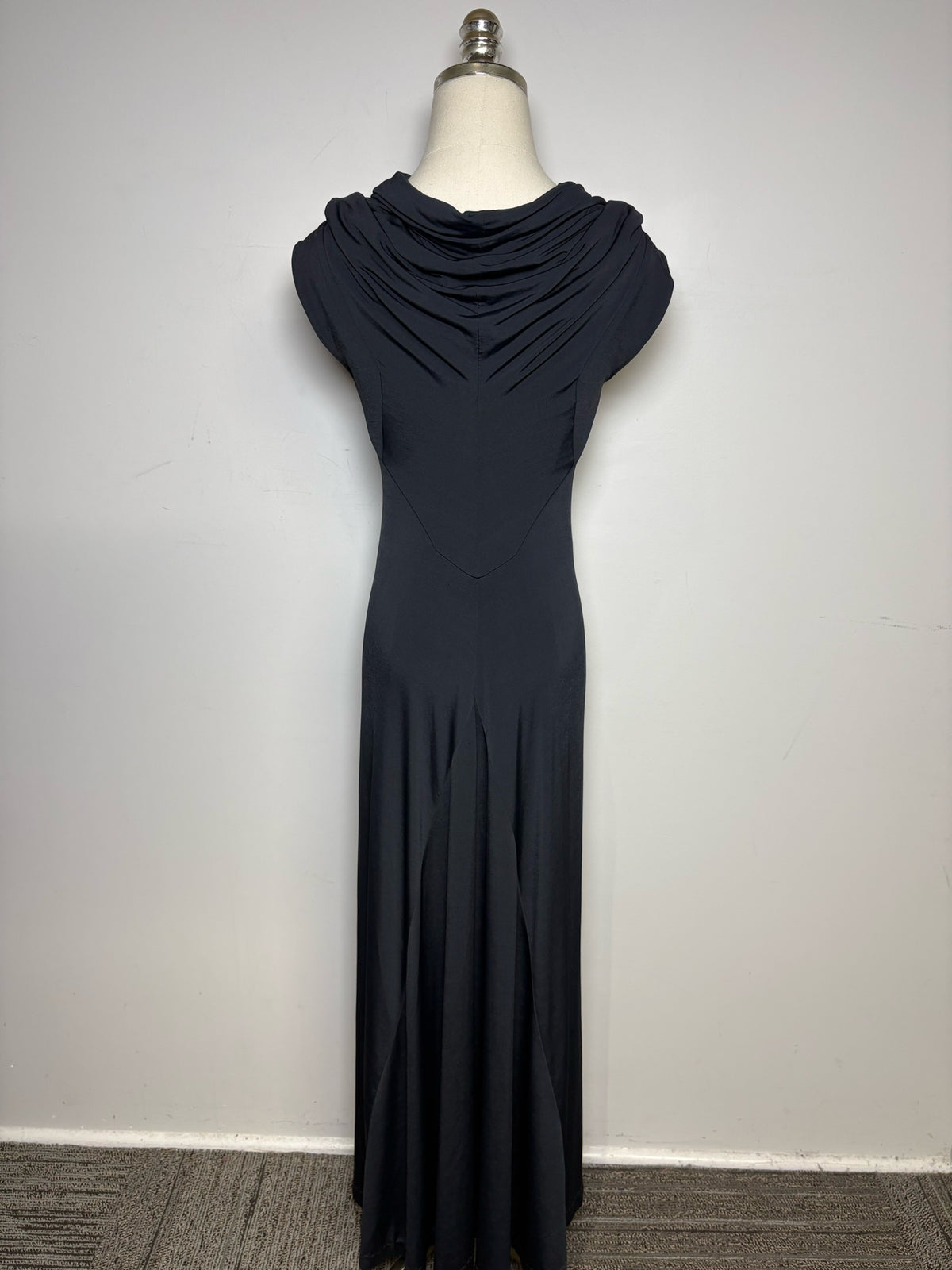 Women's Size S Issey Miyake Black Cowl Neck Rare Vintage 1990s Pre-Owned Floor-Length Dress