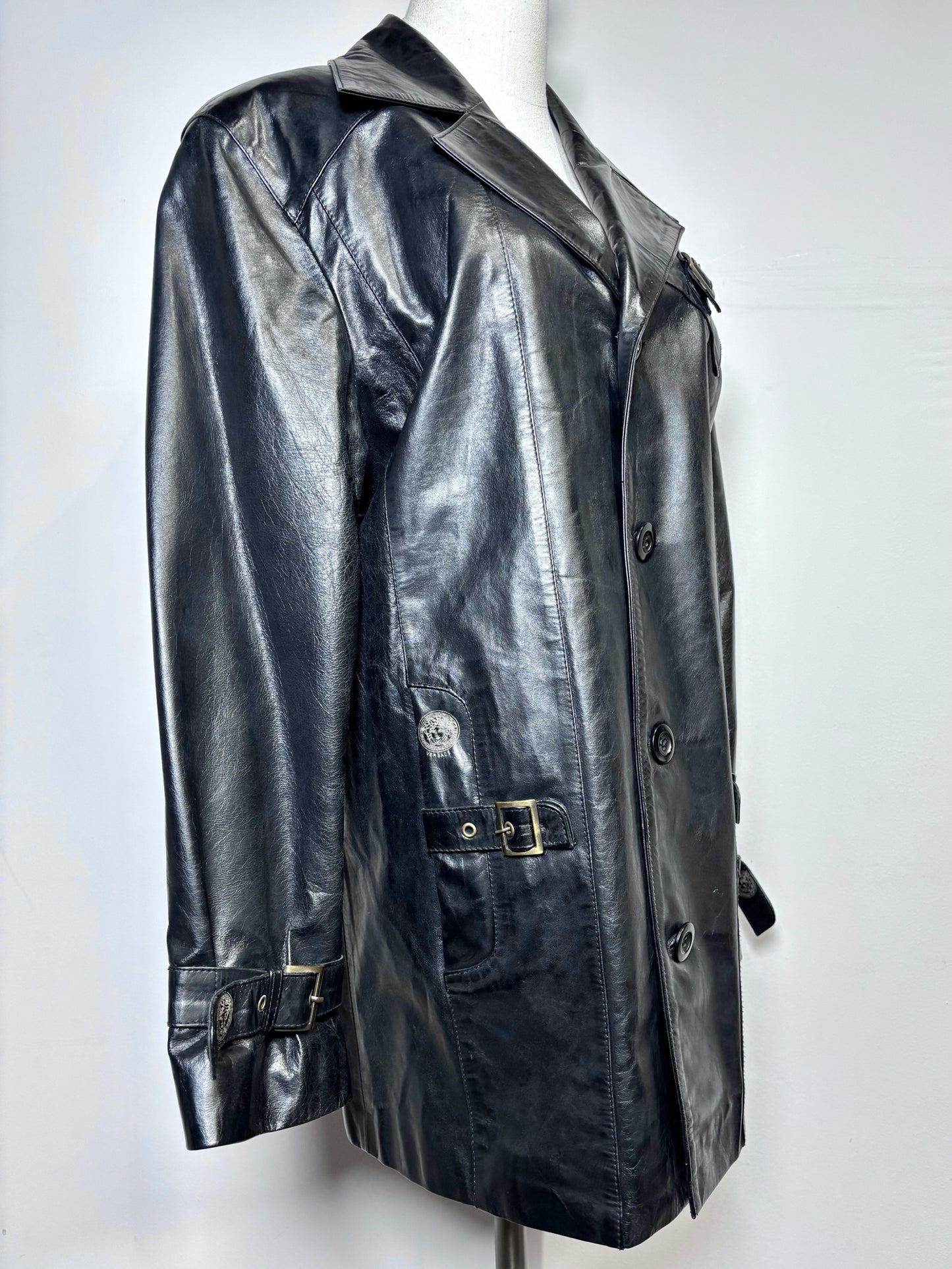 Women Size S Versace Couture Black Solid Lambskin Vintage Jacket