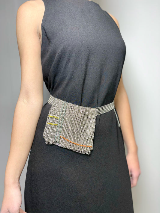 Chanel Chainmail Vintage 1999 Metal Silver Belt Bag