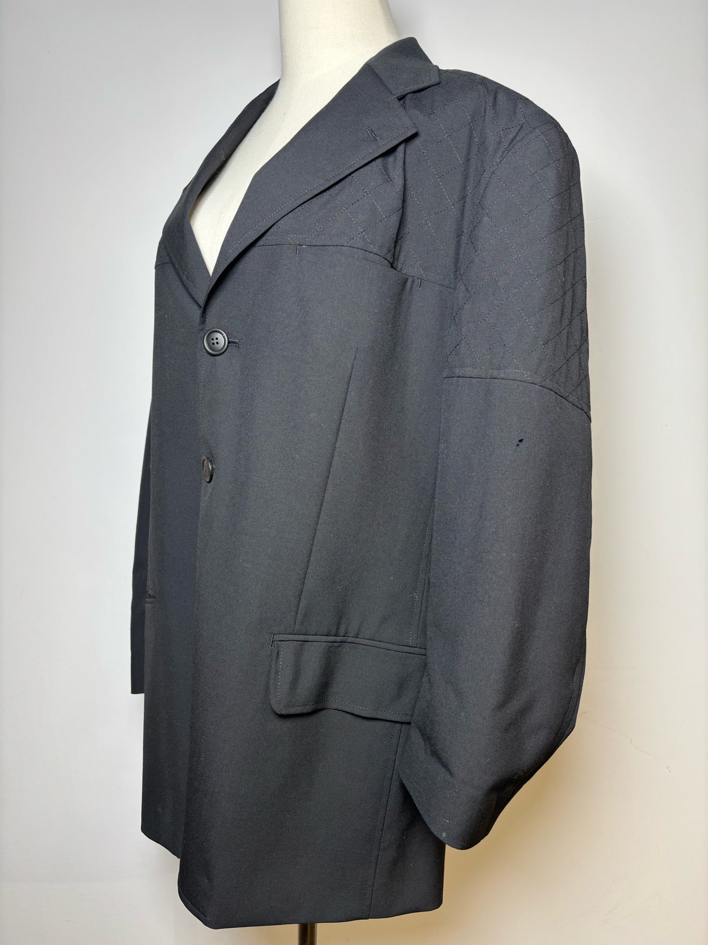 Issey Miyake Black Wool Diamond Quilt Panels Solid Men's 5 (XL, US) Suit