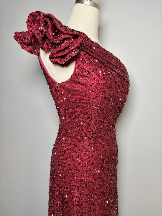 Women Size L Miss Ord Red Sequins Gown