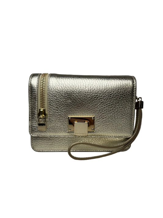 Tiffany metallic bag with wrist strap.