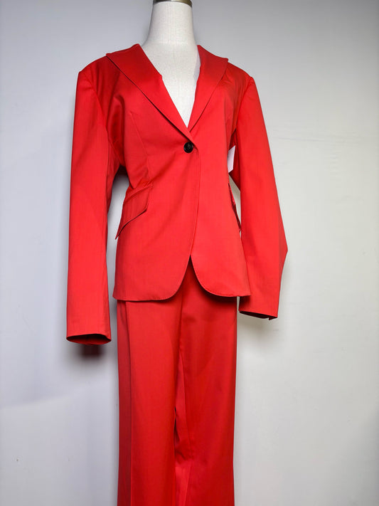 Women Size 48 (L, US) Belvest Red Pure Wool 2-piece Blazer, Pants Suit