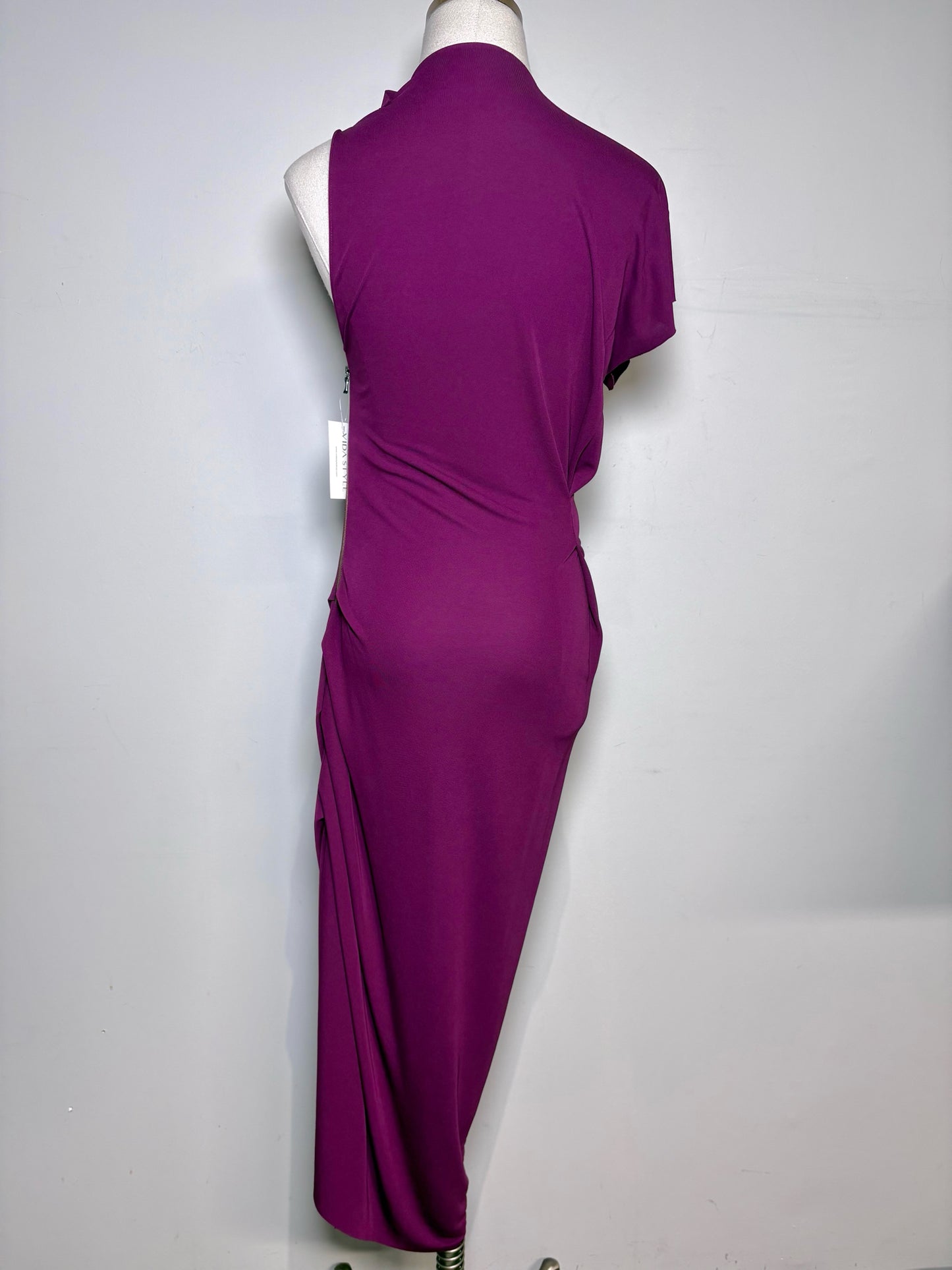 Women Size 6 Roland Mouret Plum Asymmetric Midi Clingy/Bodycon Pre-owned Dress