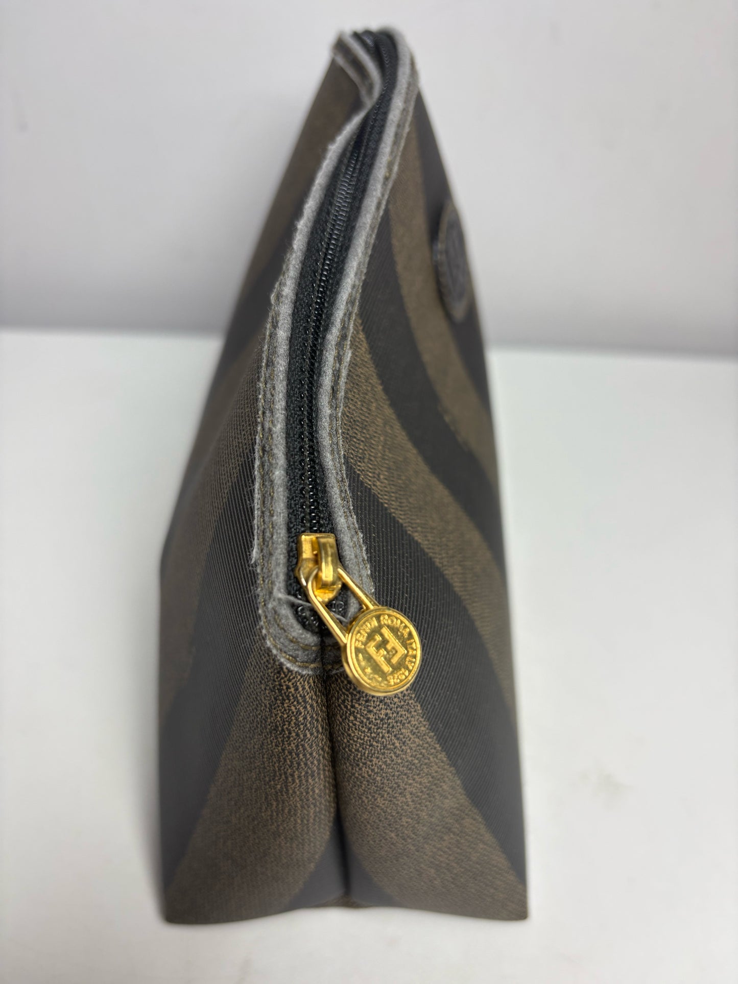 Authentic Fendi Penguin Striped Green, Black Vintage Pre-owned Pouch