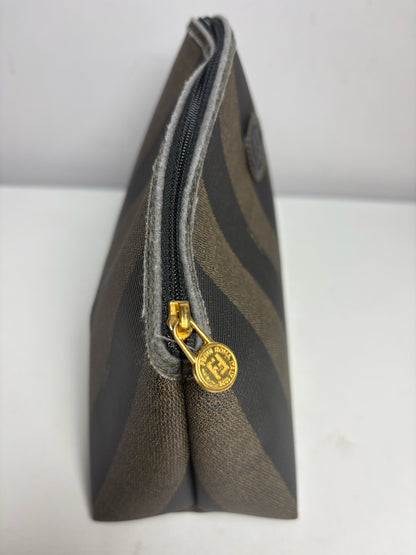 Authentic Fendi Penguin Striped Green, Black Vintage Pre-owned Pouch