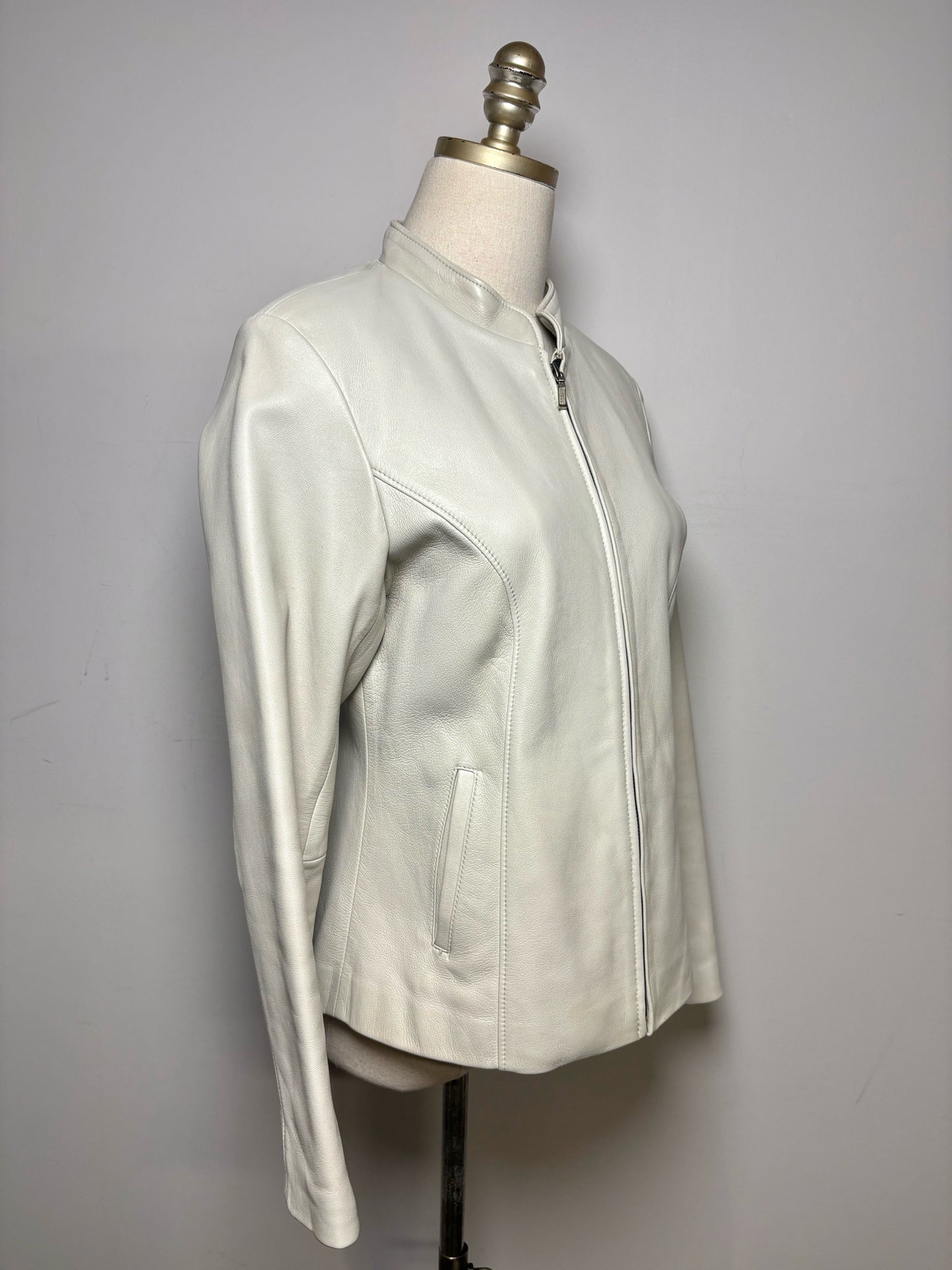 Size M San Piel Leather's House Bone Solid Women's Pure Leather Pre-owned Jacket