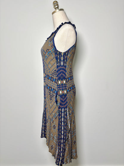 Women Size 8 SEA New York Olive Print Cotton Blend Dress