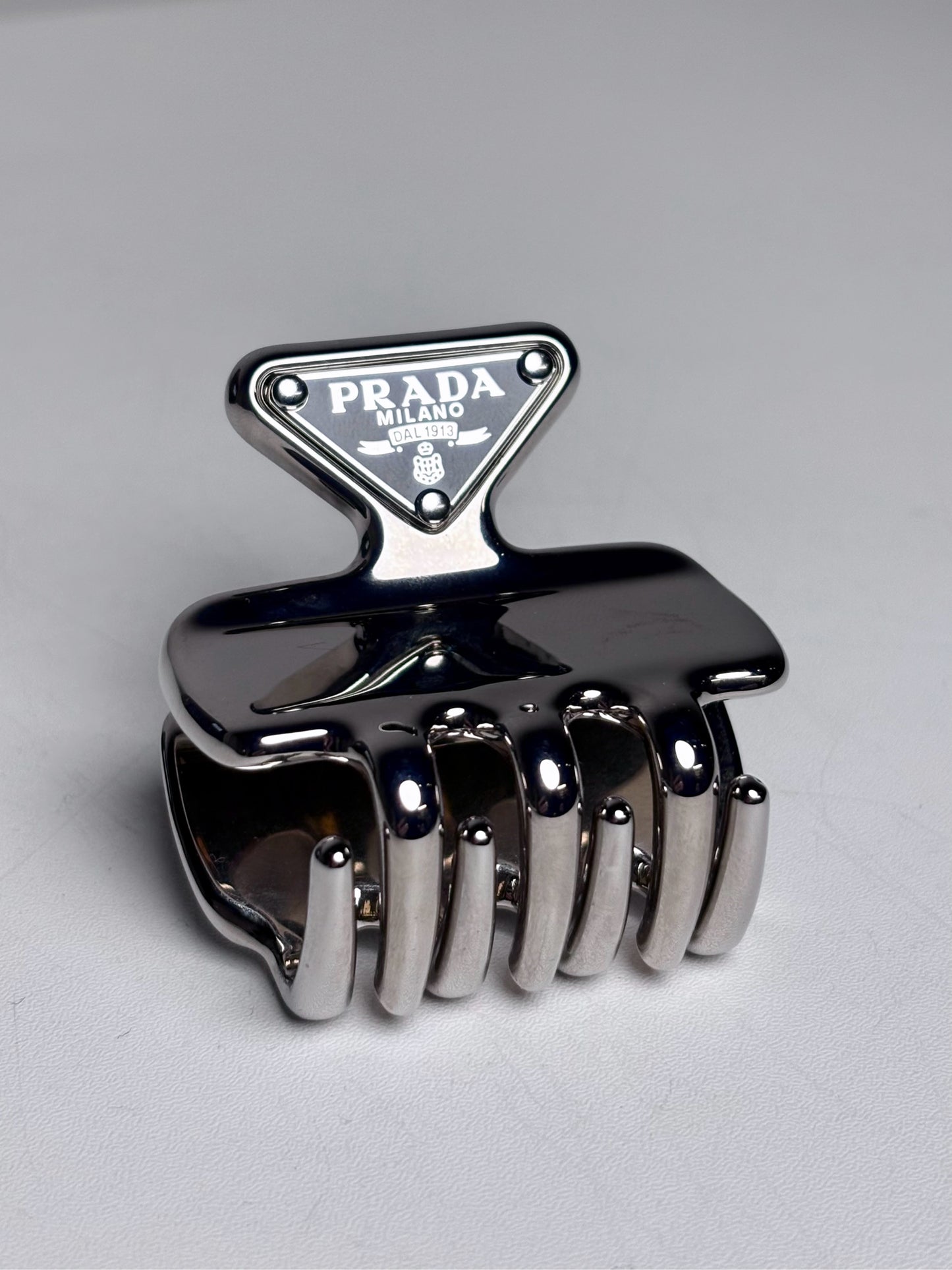 Prada NWT Metal Hair Clip Silver Hair Pre-owned Accessory