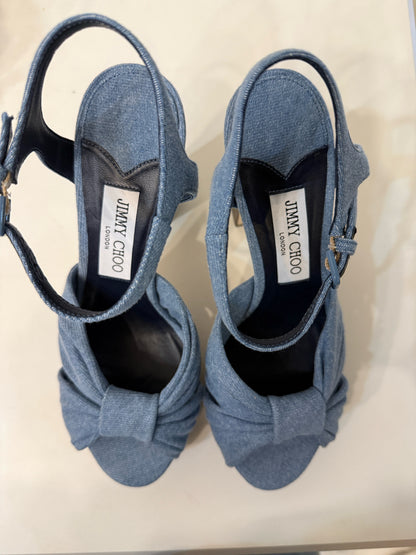 Jimmy Choo Heloise Light Blue Denim Platform Heels NWT | Pre-owned
