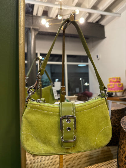 Vintage Coach Chartreuse Leather Baguette Demi K30-7558 Pre-owned Y2K Shoulder Purse