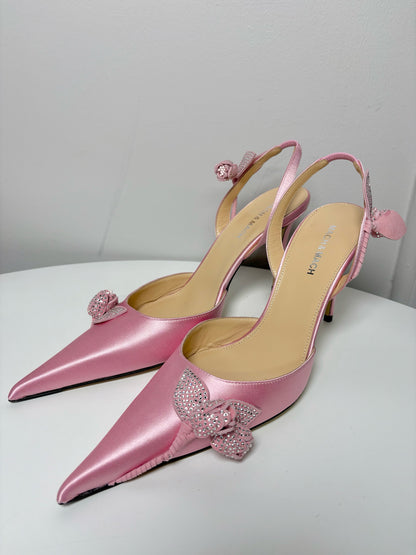 W Shoe Size 41 (10 - 10.5) Mach & Mach Pink Satin Heels