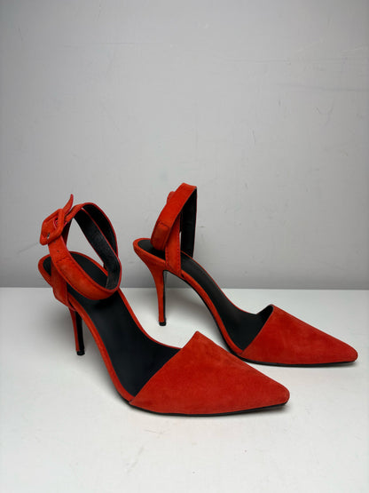 Women's Shoe Size 37.5 Alexander Wang Lovisa Red Suede Pre-Owned Pointed Toe Heels