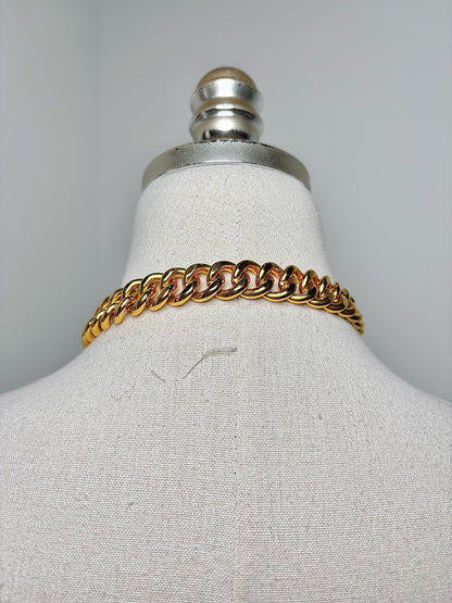 24K Gold Plated Vintage Chanel Chain Link Choker Necklace