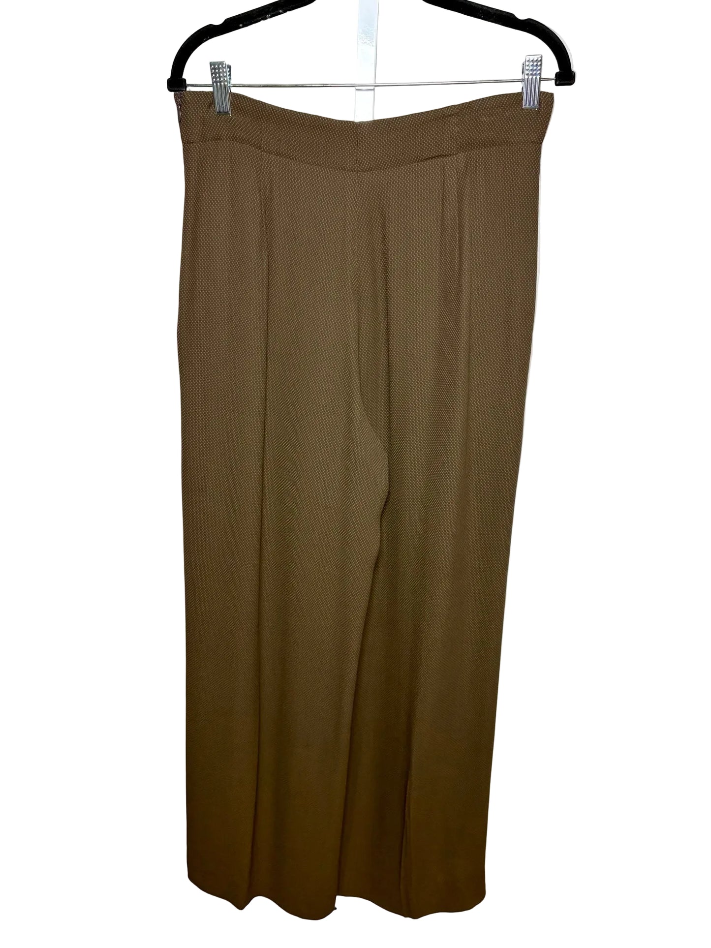 Women Size 6 Lafayette 148 Brown Textured Pre-Owned High-Rise Wide-Leg Pants