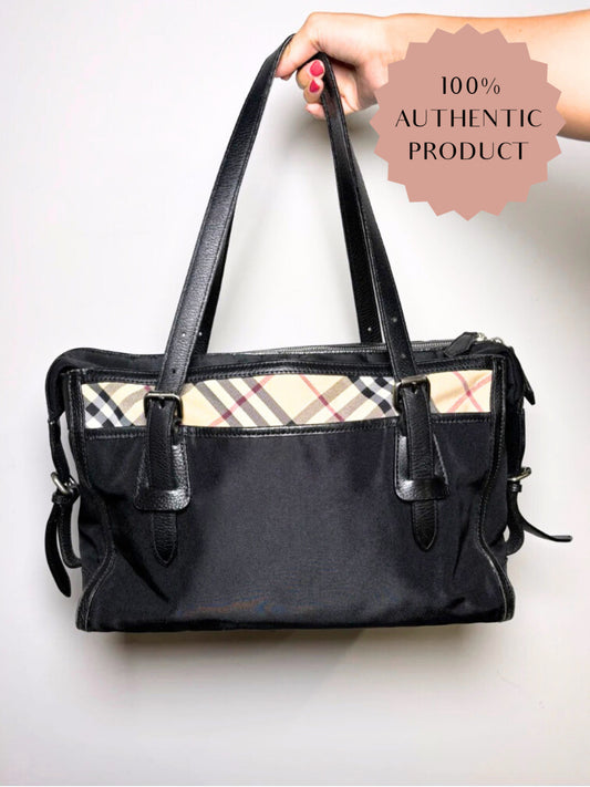 Burberry Nova Check Nylon Blend Black Purse