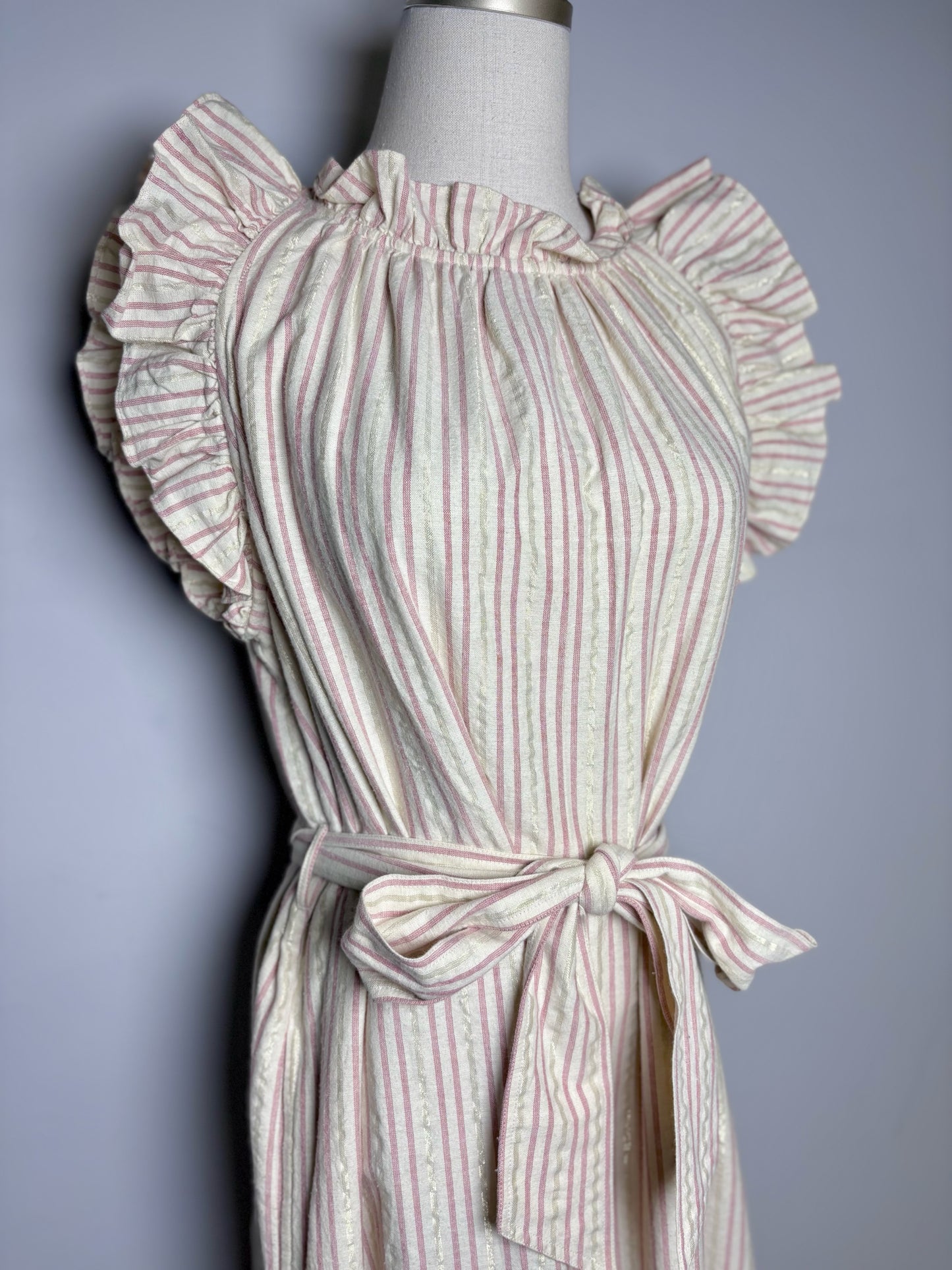 Women Size 8 Ulla Johnson Simka Cream Stripe Pre-owned Cotton Blend Jumpsuit