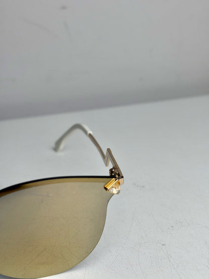 Fendi 0040/S Frameless Zig Zag Temples Women's Pre-owned Gold Metal Sunglasses